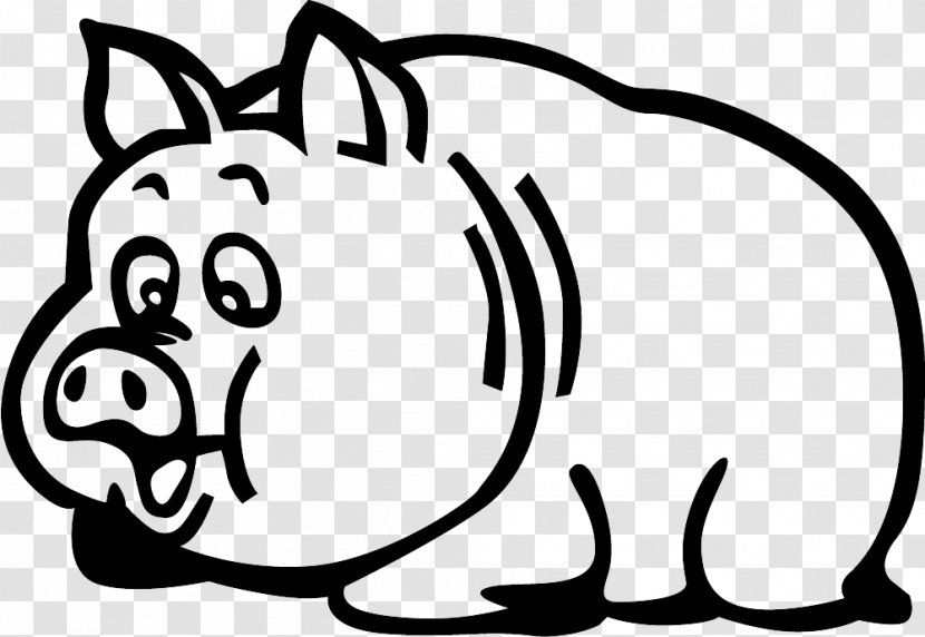 Domestic Pig Cartoon McDull - Line Art - Cute Silhouette Transparent PNG