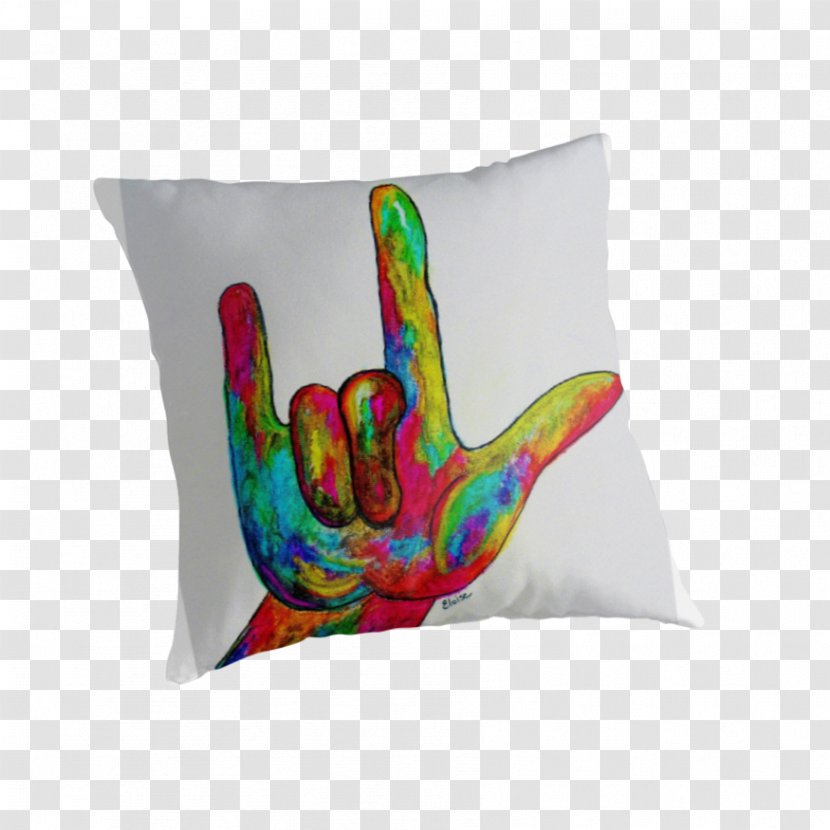 American Sign Language Pillow Cushion - I Love You Transparent PNG