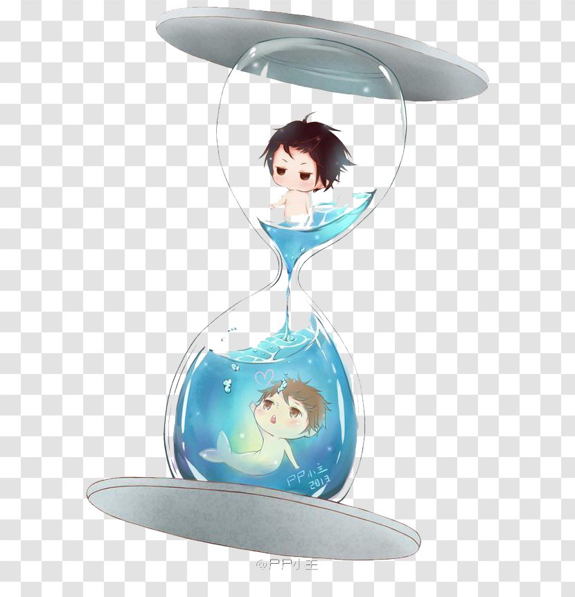 Q-version Moe Daomu Biji Cartoon - Tree - Blue Boy Hourglass Transparent PNG