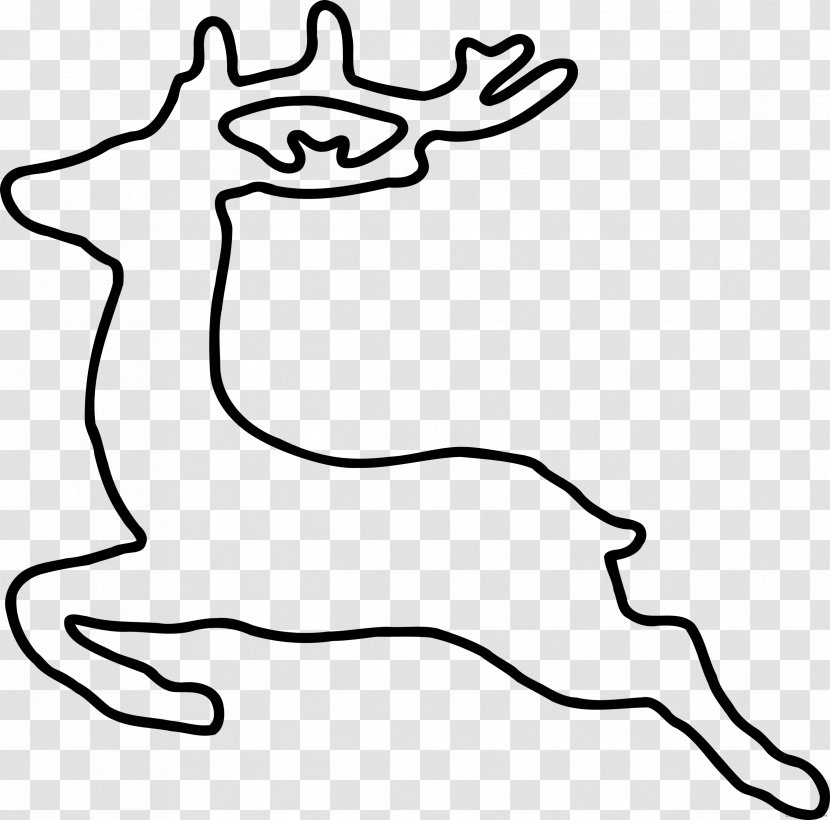 White-tailed Deer Reindeer Santa Claus Clip Art - Hunting - Black And White Transparent PNG