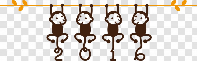 Monkey Chinese New Year Happiness Illustration - Material - Four Little Monkeys Transparent PNG