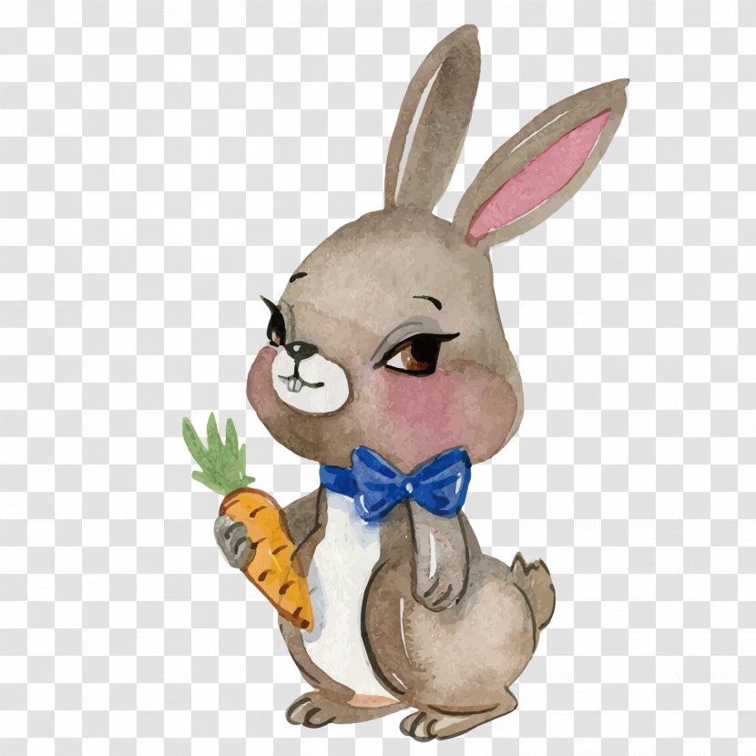 Easter Bunny White Rabbit Watercolor Painting Drawing - Art - Carrot Transparent PNG