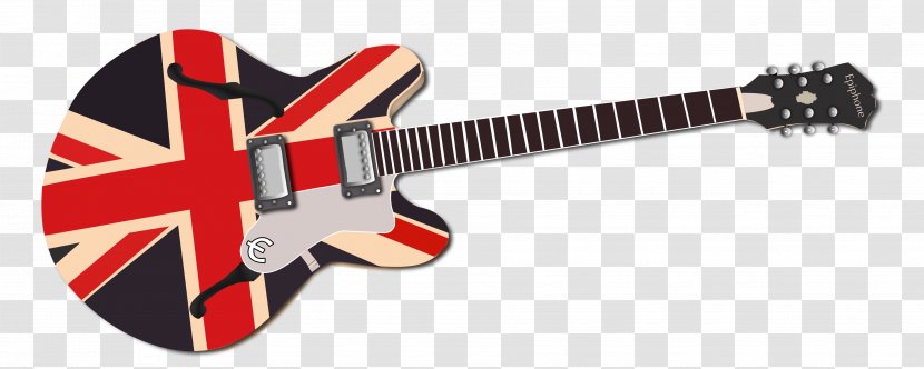 Epiphone Sheraton Gibson ES-335 Electric Guitar - Flag Of The United Kingdom - Jack Transparent PNG
