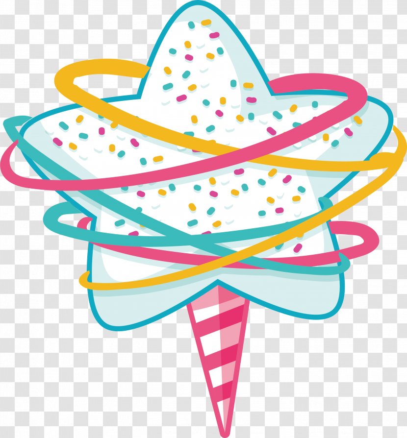 Ice Cream Cotton Candy Marshmallow Sugar - White Five Pointed Star Transparent PNG