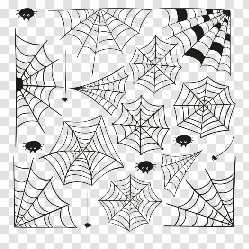 Spider Web Cartoon Halloween - Drawing - Vector Transparent PNG