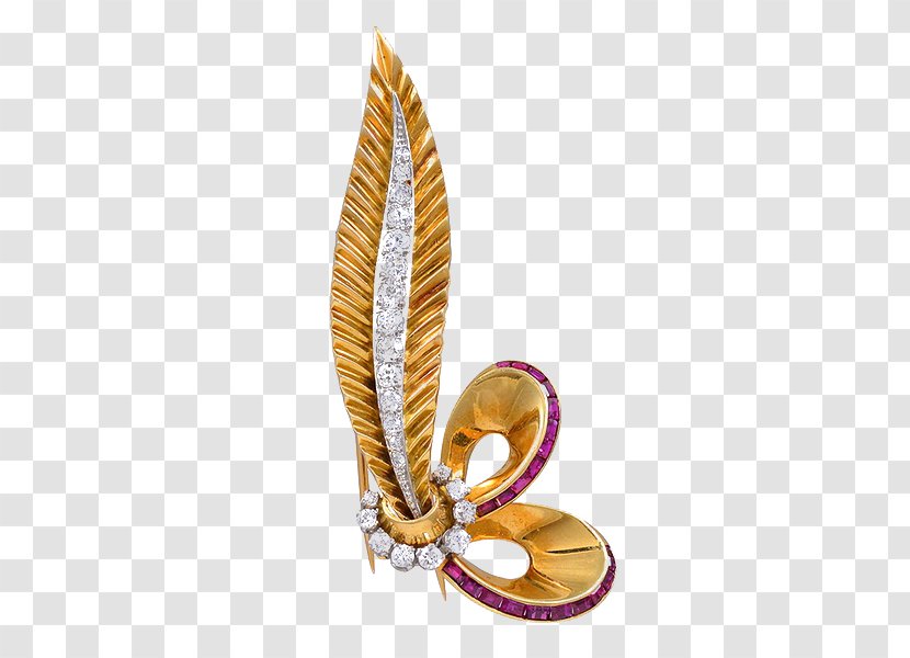 Brooch Jewellery Pin - Gold - Feather Transparent PNG