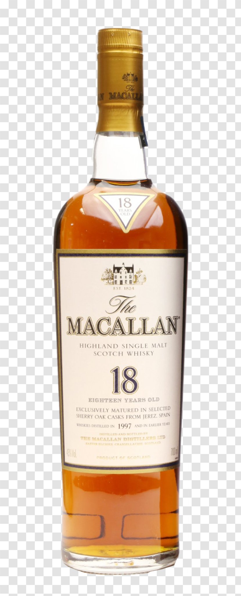 Scotch Whisky The Macallan Distillery Whiskey Distilled Beverage Cutty Sark - Dessert Wine - 18 Years Old Transparent PNG