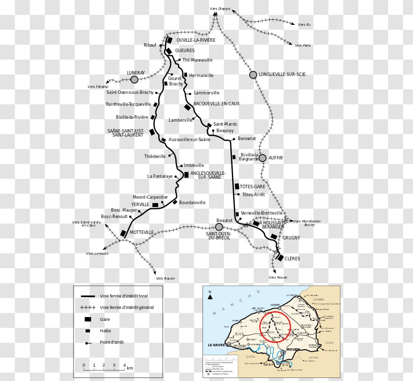 Petits Trains Et Tramways Haut-normands Upper Normandy Railway Chemin De Fer Normandie Track - Diagram - Railroad Line Transparent PNG
