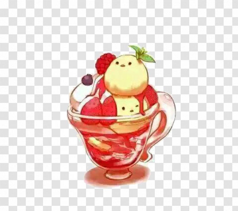 Ice Cream Dango Wagashi Sakuramochi Petit Four - Strawberry Sundae Picture Material Transparent PNG