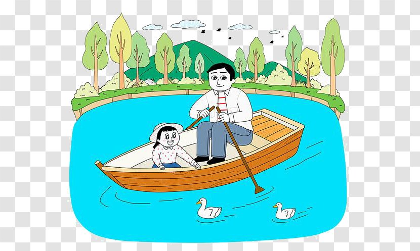 Boating Cartoon Rowing Clip Art - Water Transportation - Man Material Transparent PNG