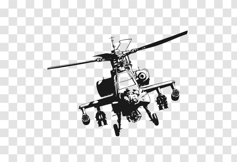 Helicopter Boeing AH-64 Apache Clip Art - Monochrome Transparent PNG
