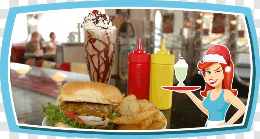 Hamburger Donna's Diner Breakfast Milkshake Brunch - Junk Food Transparent PNG