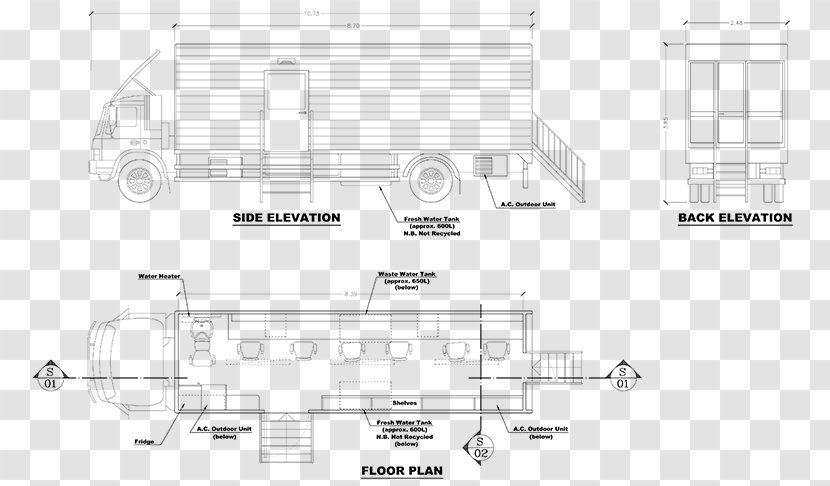 Technical Drawing Architecture - Structure - Truck Plan Transparent PNG