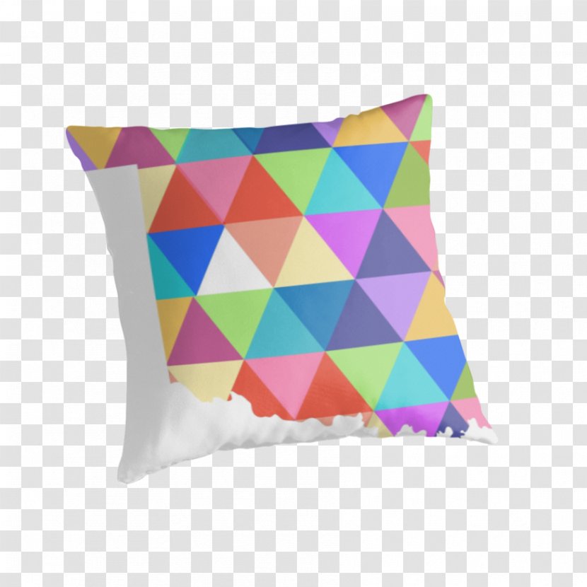 Throw Pillows Cushion Purple Violet - Colourful Triangles Number Transparent PNG