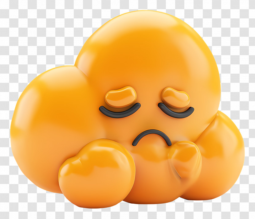 Cloud - Sad Orange Cloud Cartoon Illustration Transparent PNG