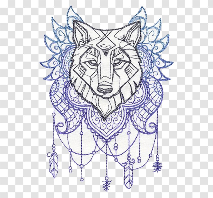 Gray Wolf Drawing Stencil Yarn Pattern - Silhouette Transparent PNG