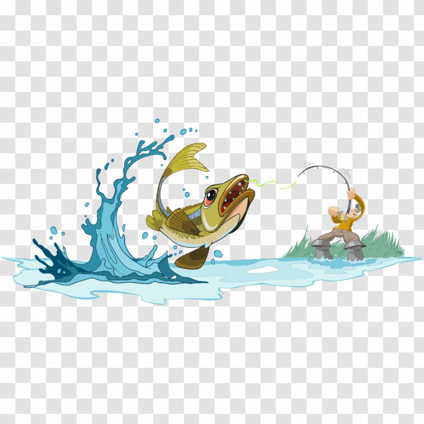 Fishing Rod Angling - Yellow - Vector Man Transparent PNG