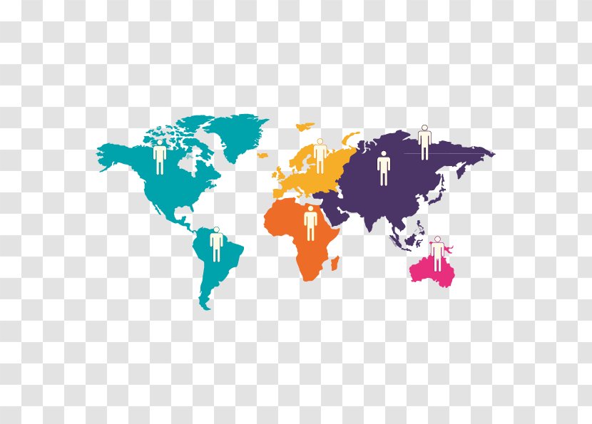 World Map Wall Decal - Vector Colorful Transparent PNG
