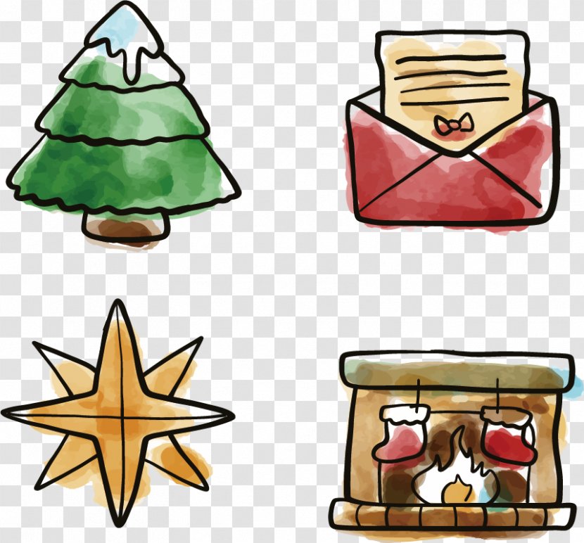 Christmas Tree Envelope Watercolor Painting - And Envelopes Transparent PNG