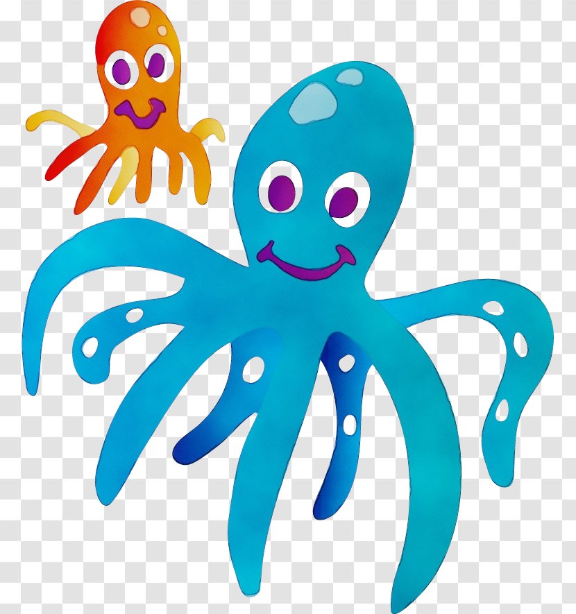 Octopus Giant Pacific Turquoise Animal Figure - Watercolor - Marine Invertebrates Transparent PNG