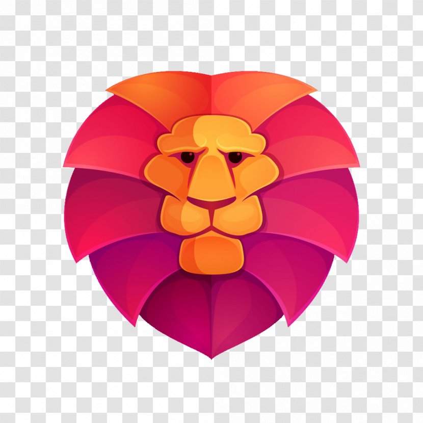 Logo Lion Shutterstock - Magenta - Red Gradient Lionhead Transparent PNG