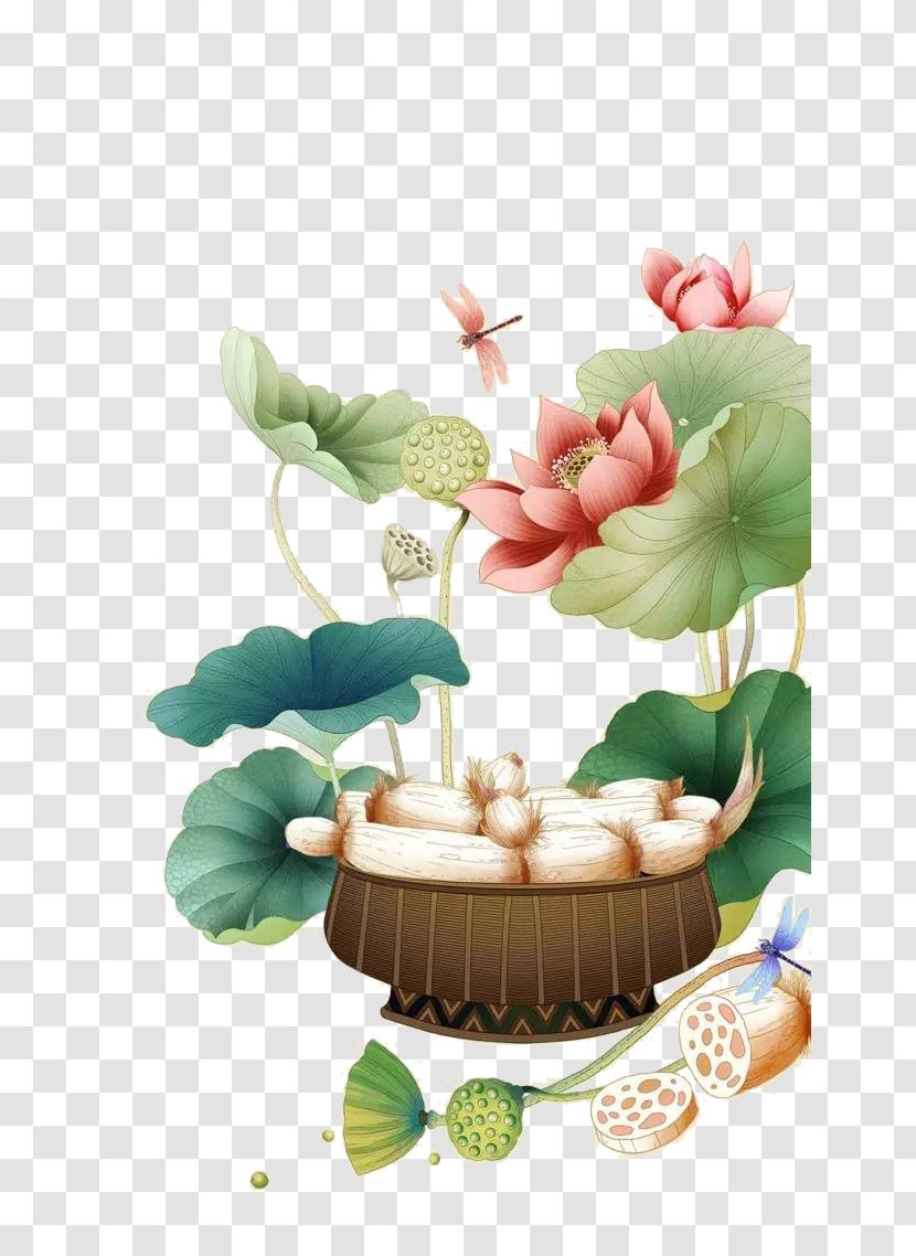 Nelumbo Nucifera Lotus Root - Cake - Chinese Style Creative Calendar Transparent PNG