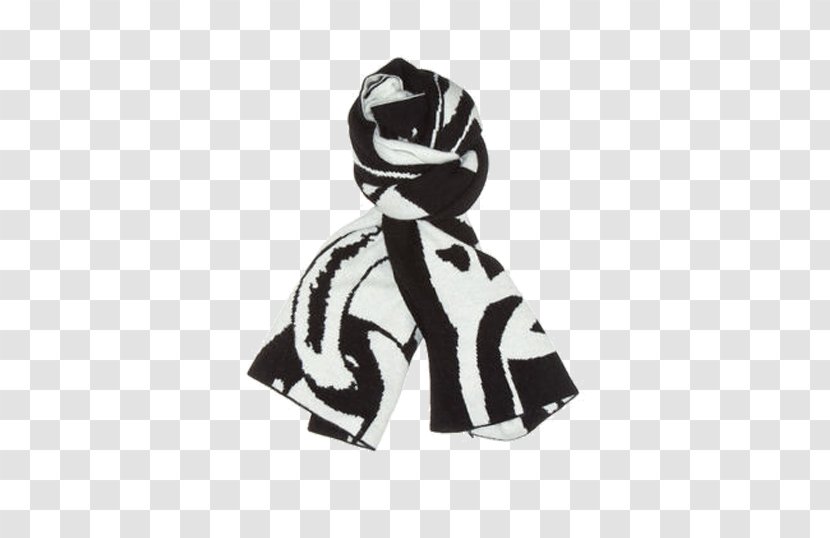 Scarf White Designer - Black And - Knitted Fight Transparent PNG