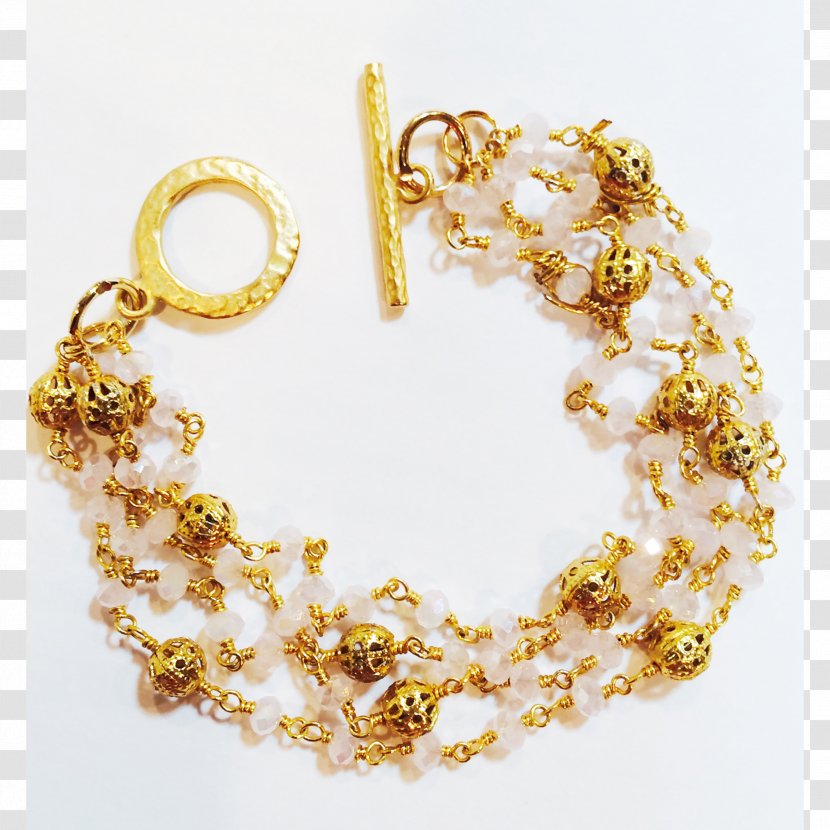 Pearl Charm Bracelet Rose Quartz Gold - Jewelry Design Transparent PNG