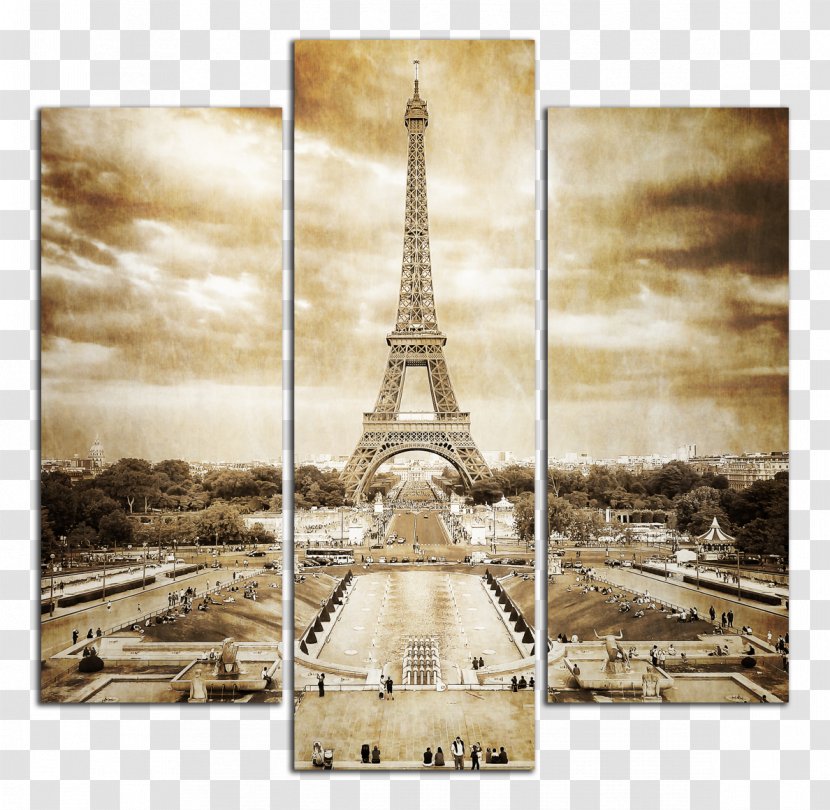 Eiffel Tower Arc De Triomphe Seine Painting - Fototapeta - Silhouette Transparent PNG
