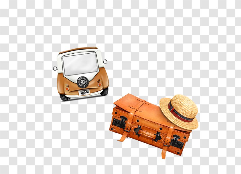 Straw Hat Travel - Suitcase - Creative Transparent PNG