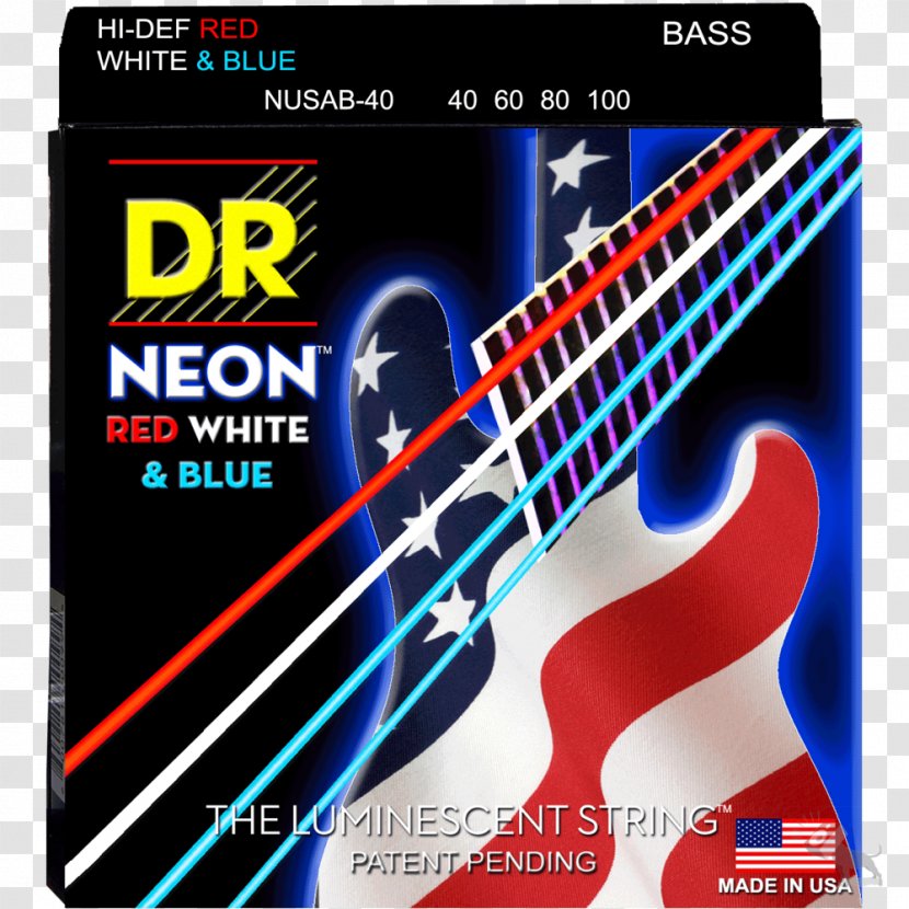 DR Handmade Strings Bass Guitar Double - Watercolor - String Red Transparent PNG
