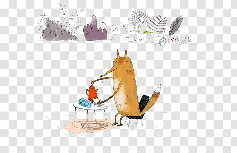 Small Fox Painted In Tea - Fauna - Drawing Transparent PNG