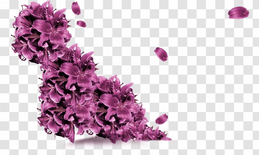 Purple Flower Petals Flying Decorative Pattern - Resource - Cut Flowers Transparent PNG