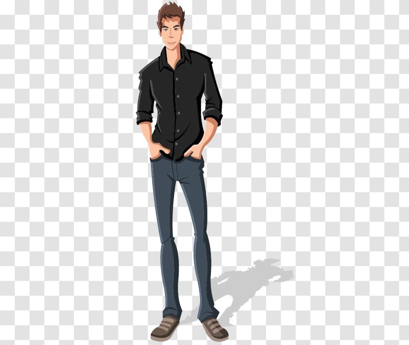 T-shirt Suit Trousers Model - Jacket - Cartoon Man Dress Design Transparent PNG