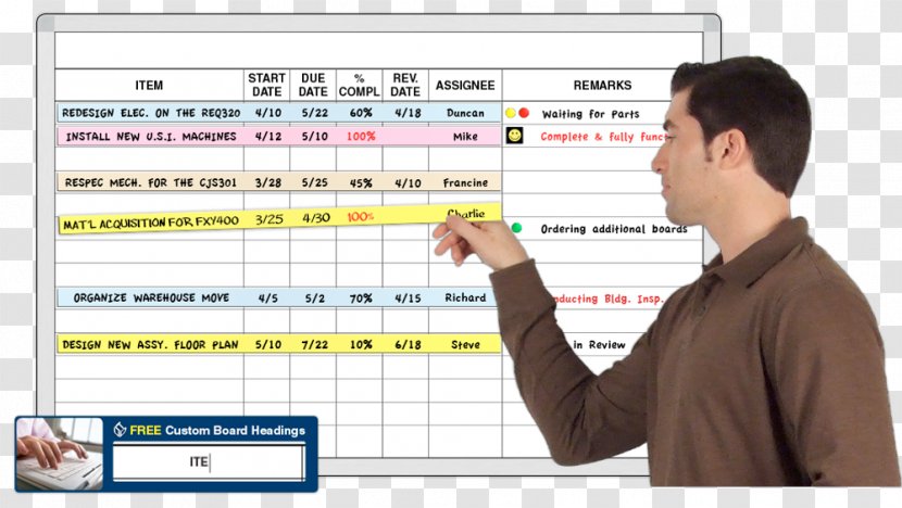 Project Management Magnatag Organization Dry-Erase Boards - Schedule - Career Template Transparent PNG