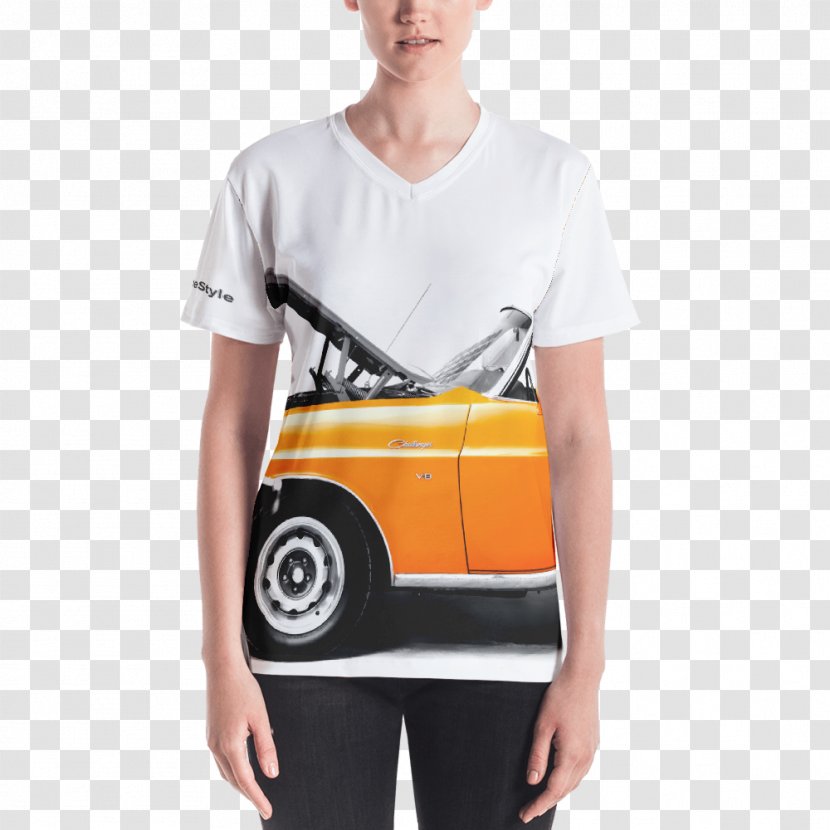 Printed T-shirt Sleeve Neckline - Yellow - Orange Classic Cars Transparent PNG