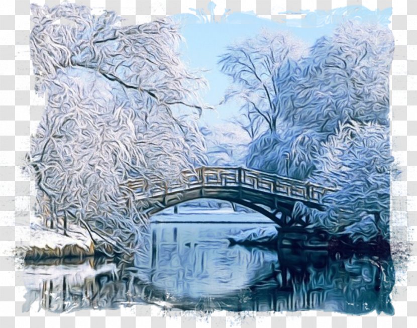 Bridge Snow Waterway Winter Arch - Canal - Landscape Drawing Transparent PNG
