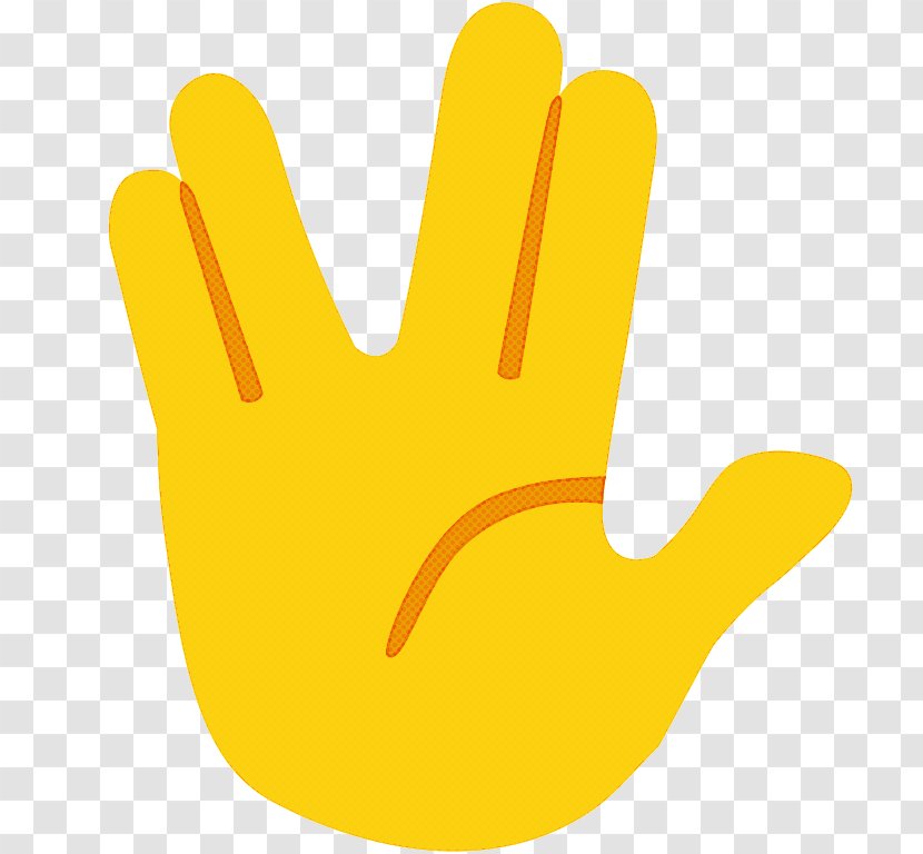 Yellow Finger Hand Line Gesture - V Sign Thumbs Signal Transparent PNG