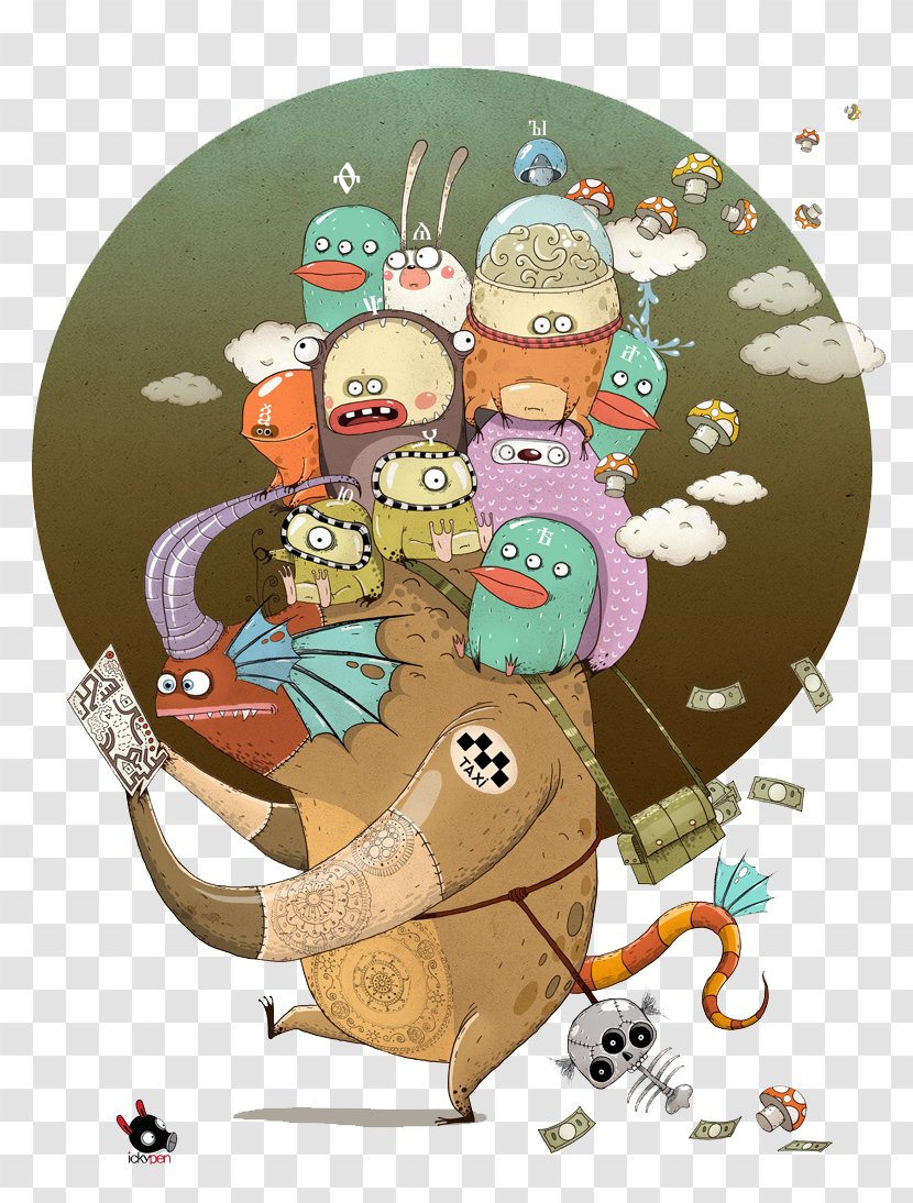 T-shirt Monster Drawing Illustration - Creative Hand-painted Little Monsters. Transparent PNG