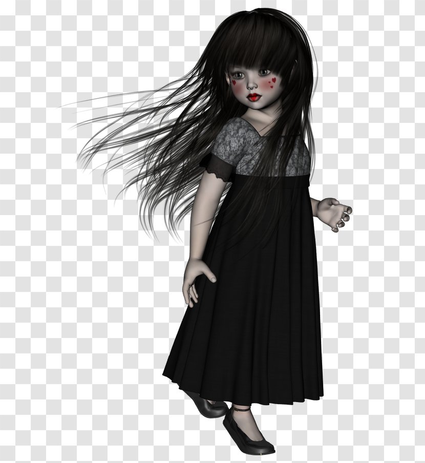 Black Hair Wig - Silhouette - Watercolor Transparent PNG