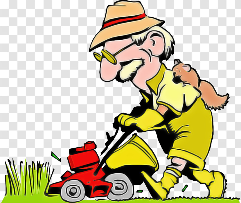 Cartoon Lawn Mower Vehicle Mower Gardener Transparent PNG