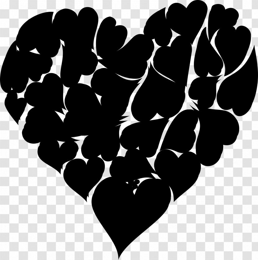 Leaf Font Pattern Heart - Hand - Blackandwhite Transparent PNG