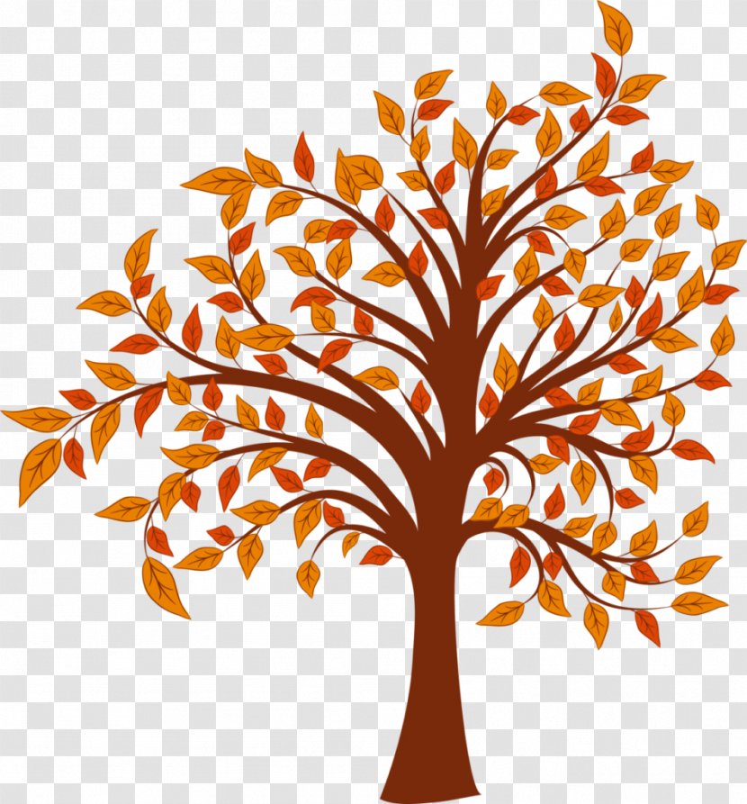 Tree Autumn Cartoon Clip Art - Flower - Vector Transparent PNG