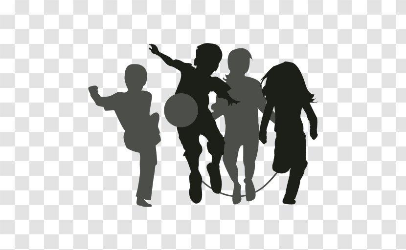 Silhouette Child - Black And White - Children Playing Transparent PNG