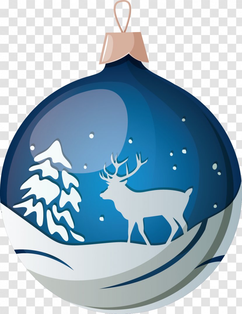 Reindeer Christmas Ornament - Hand-painted Blue Ball Transparent PNG