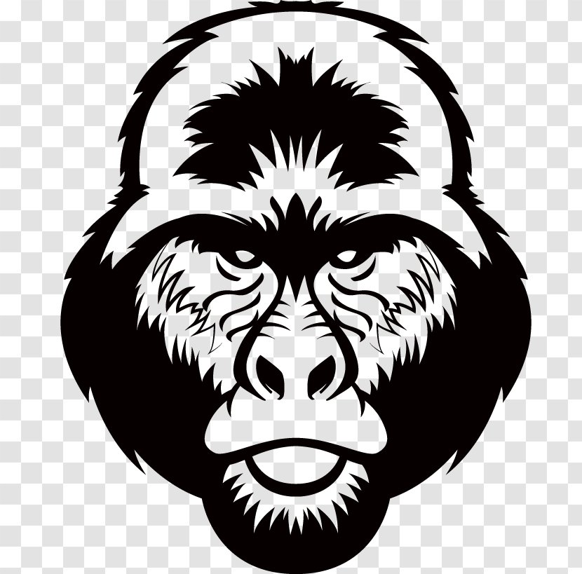 Gorilla Silhouette Black And White Ape - Monochrome Photography Transparent PNG