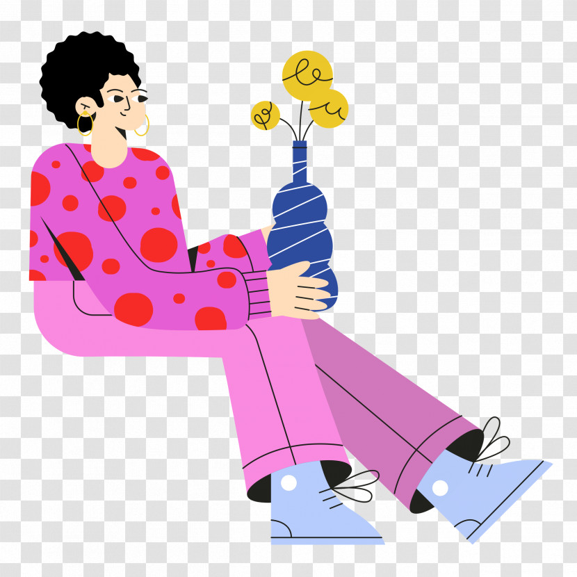 Lady Sitting On Chair Transparent PNG