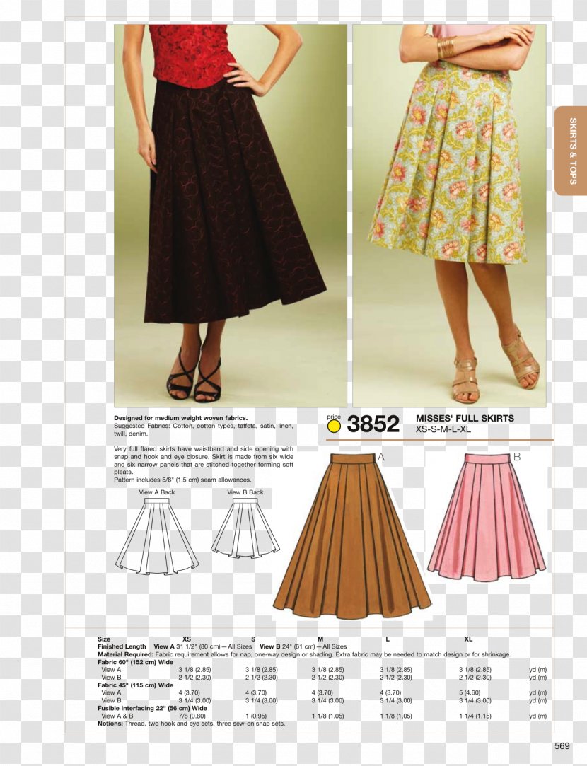 Pattern Skirt Sewing Dress Waist - Coat - Supplies Transparent PNG