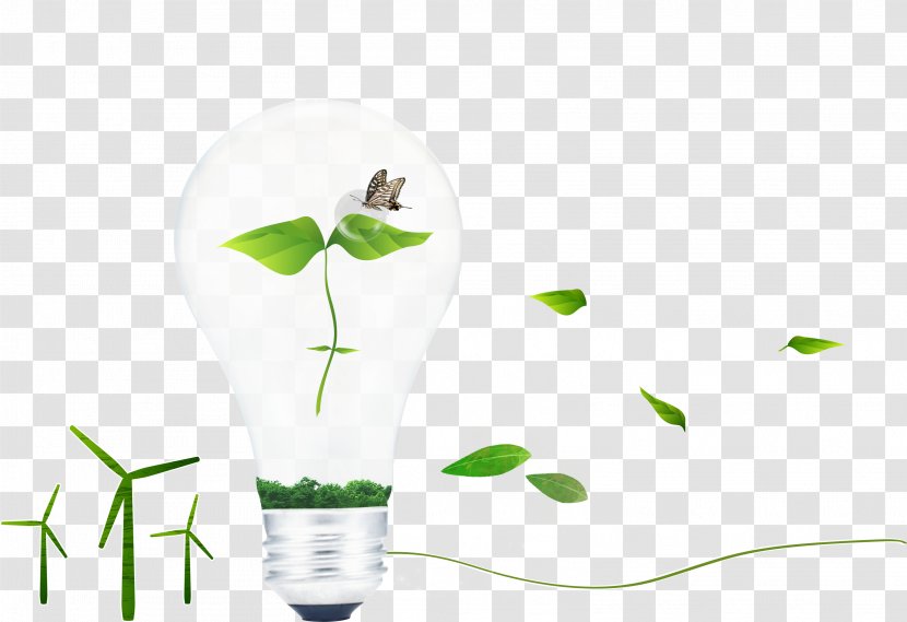 Light Ecology Green - Leaf - Environmental Bulb Design Transparent PNG