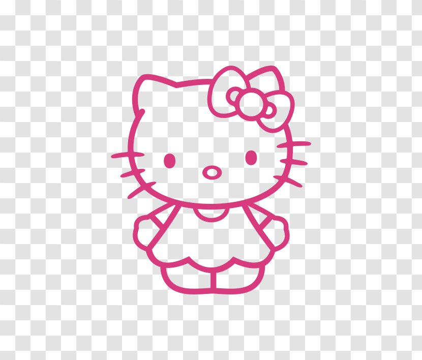 Hello Kitty Black And White Clip Art - Heart - Pegatina Transparent PNG